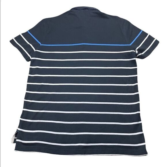 Tommy Hilfiger Polo‎ Shirt Mens Large L Black Striped Custom Fit Short Sleeve - Picture 3 of 8